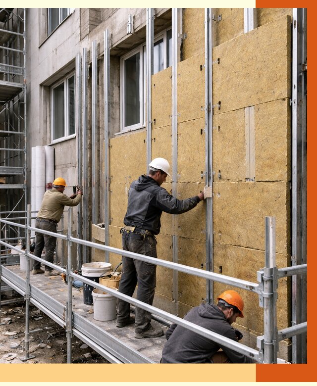 Утепление вентилируемого фасада в Киселёвске от 5757 руб/м2 — монтаж и утепление вентфасад | ТепломастерКис